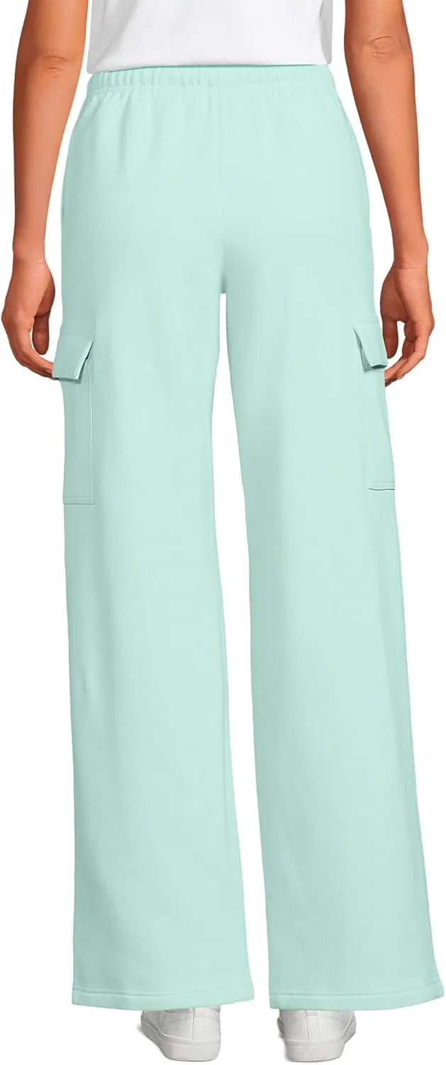 Lands' End Women's Serious Sweats High Rise Wide Leg Cargo Pants