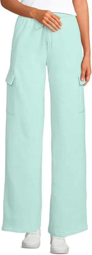 Lands' End Women's Serious Sweats High Rise Wide Leg Cargo Pants