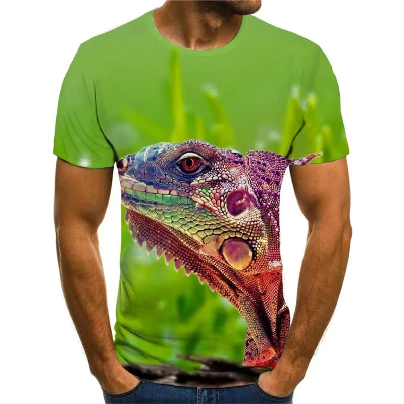 Lizard T-shirt Men Animal Tshirt Printed Harajuku T-shirts 3d Green Funny T shirts