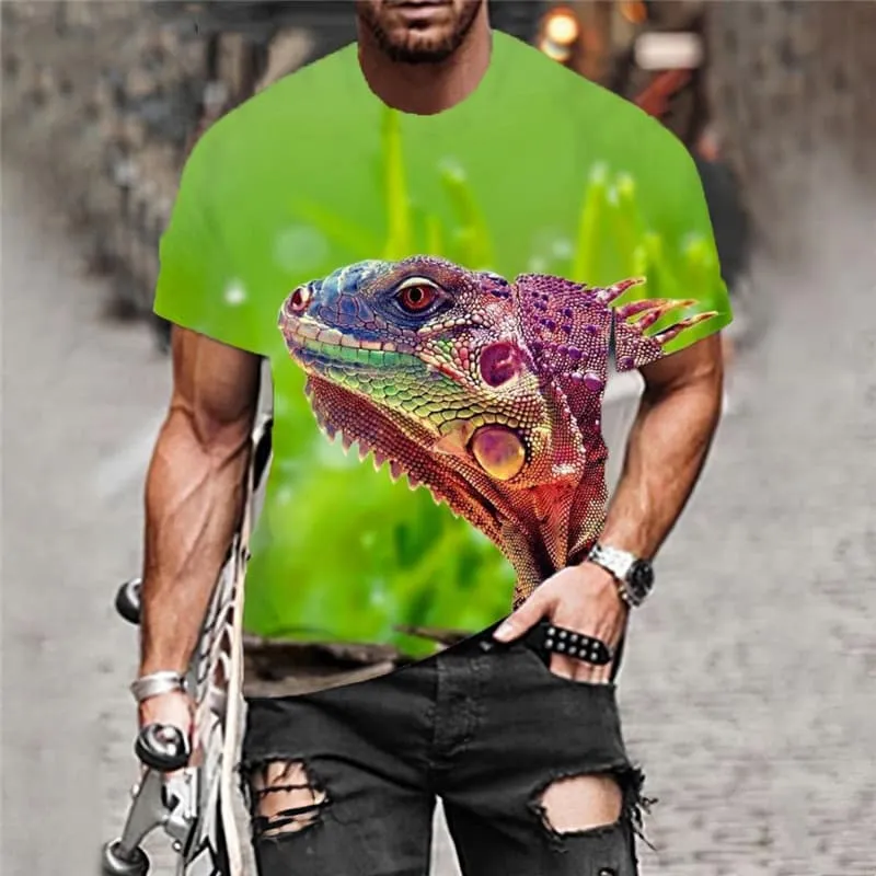 Lizard T-shirt Men Animal Tshirt Printed Harajuku T-shirts 3d Green Funny T shirts
