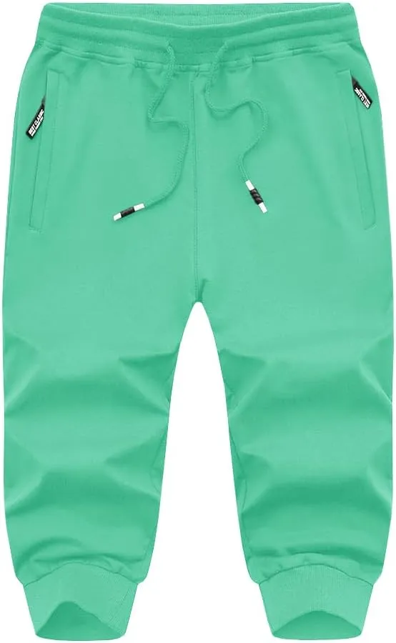 MAGNIVIT Men's 3/4 Jogger Capri Pants Workout Gym Below Knee Shorts Zipper Pockets Jogger Sweatpant Capris for Men