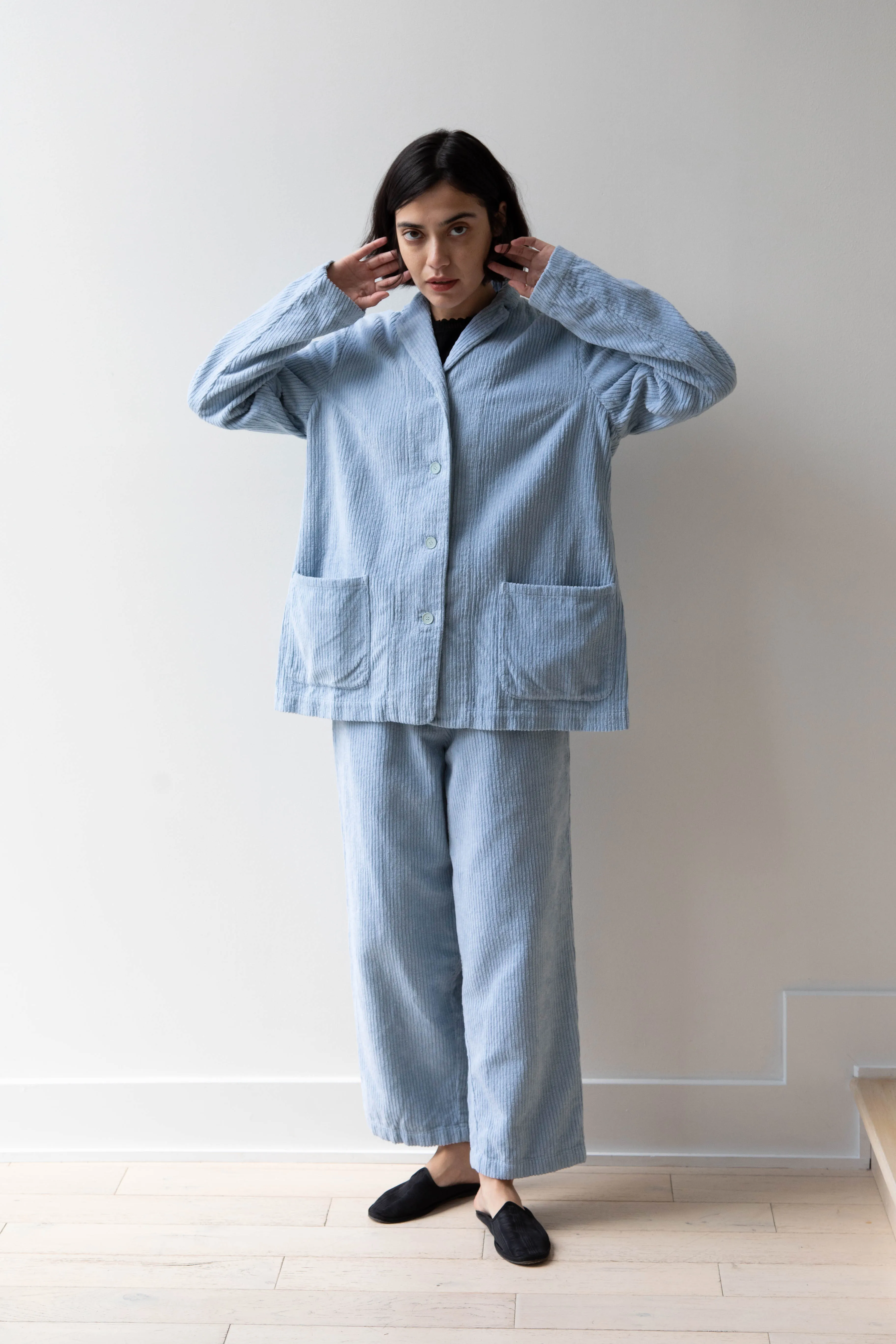 Manuelle Guibal | Wide Corduroy Jacket in Aqua