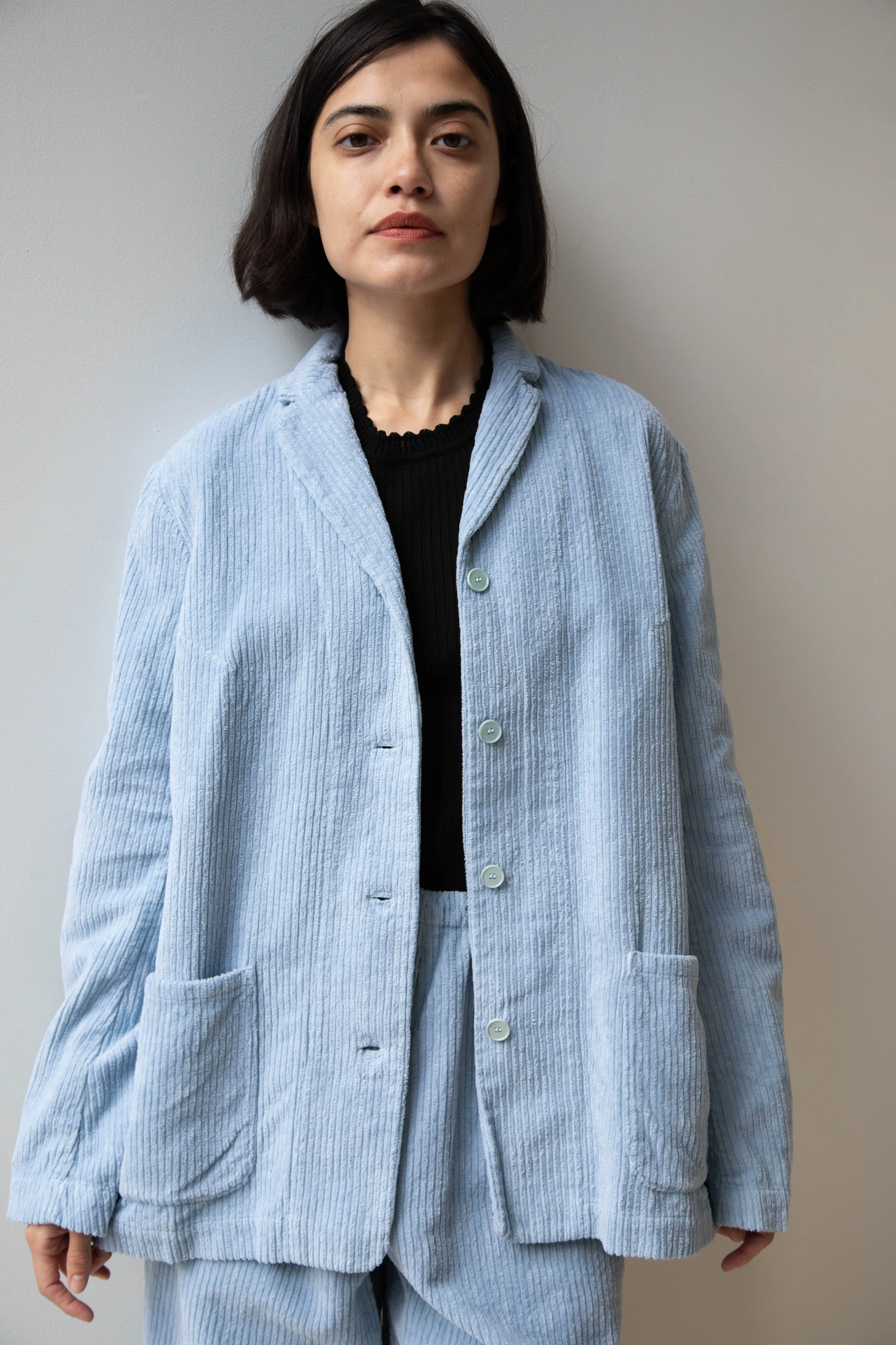 Manuelle Guibal | Wide Corduroy Jacket in Aqua