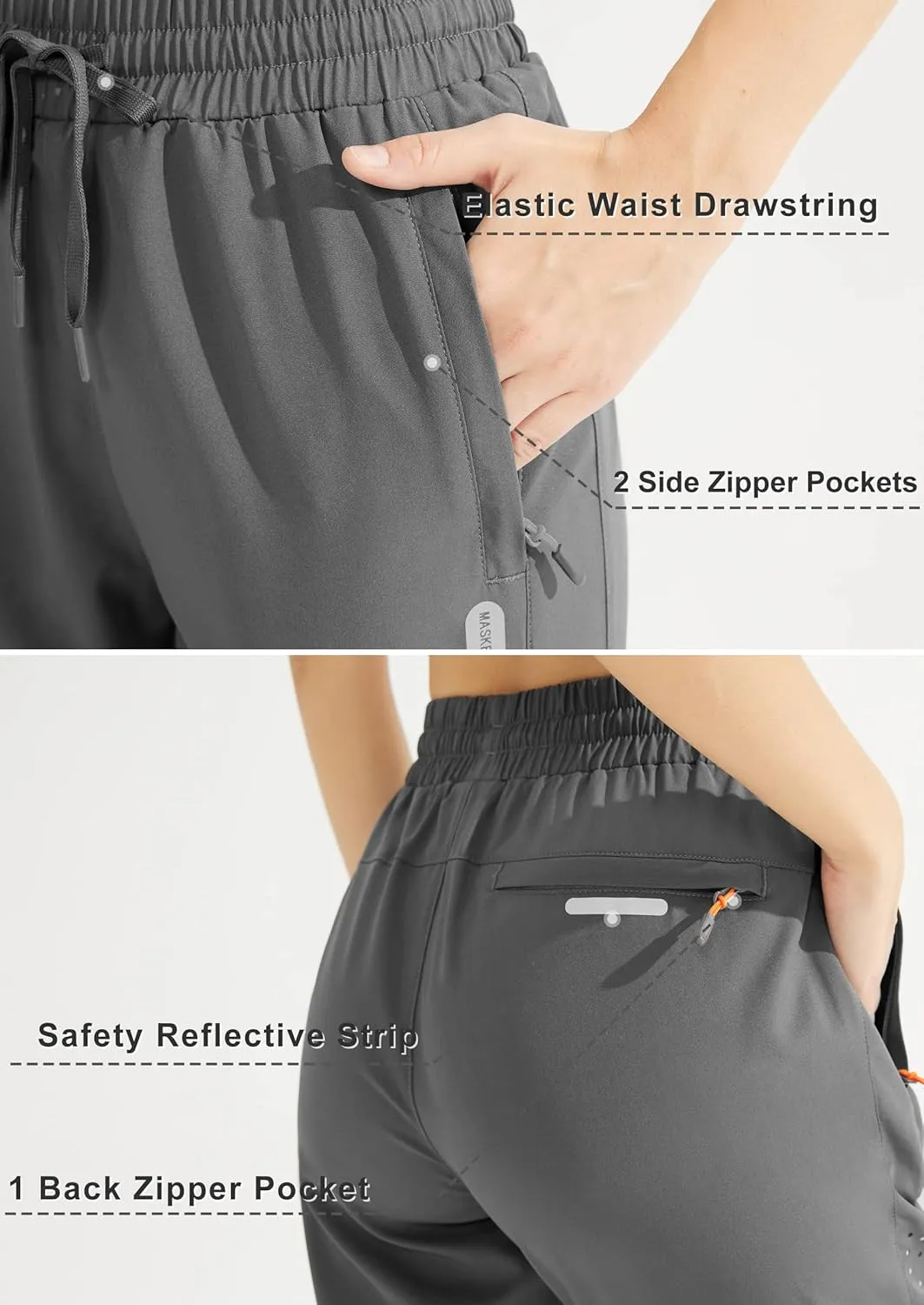 MASKERT Women's Cargo Joggers Quick Dry Lightweight Hiking Pants with Pockets for Lounge Casual Workout Outdoor Athletic