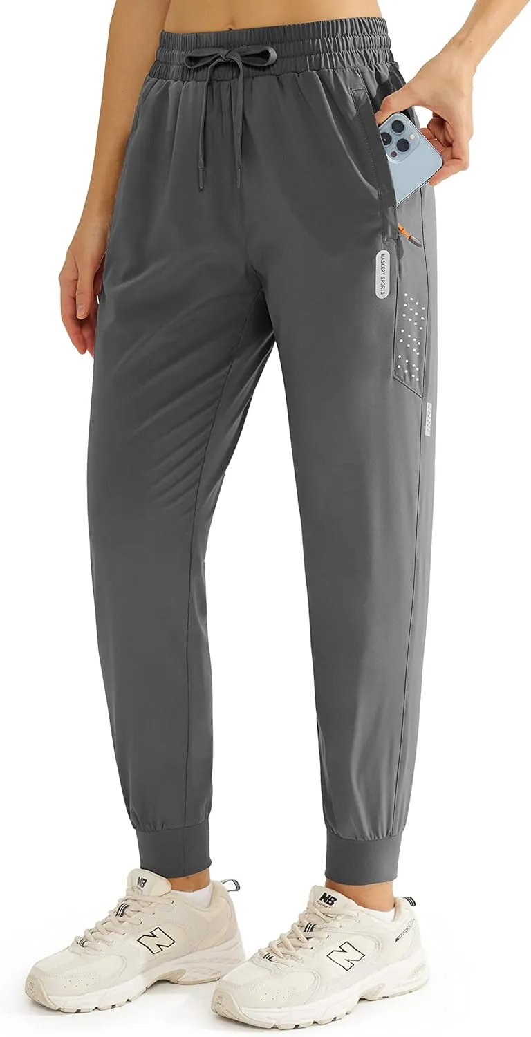 MASKERT Women's Cargo Joggers Quick Dry Lightweight Hiking Pants with Pockets for Lounge Casual Workout Outdoor Athletic