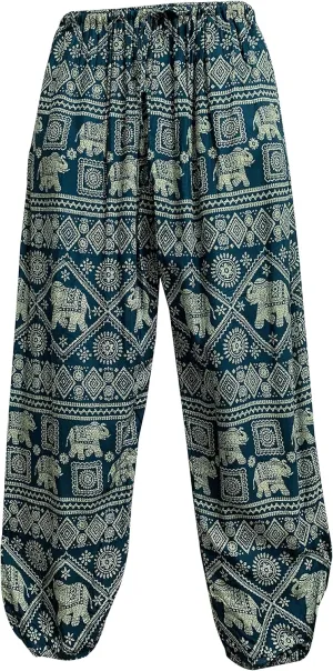 Mens Ethnic Print Boho Casual Yoga Lounge Harem Pants w/Pockets