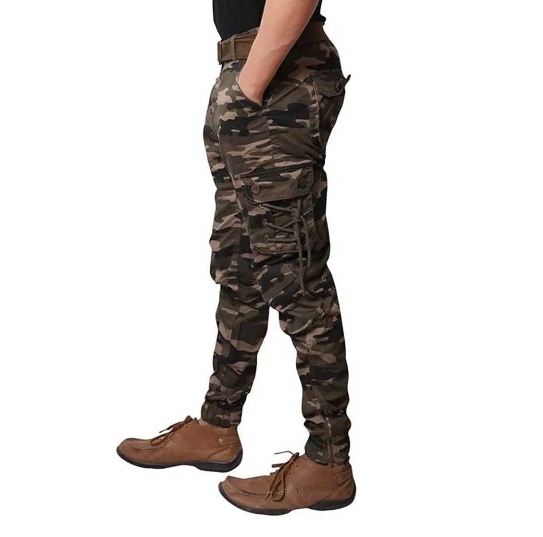 Men's Multicoloured Camouflage Print Cotton Cargo Pants