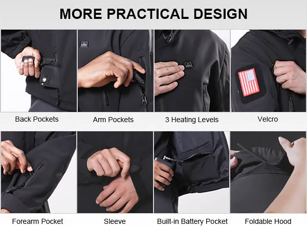 Men's Soft Shell Heated Jacket With 12V Battery Pack - Light Gray