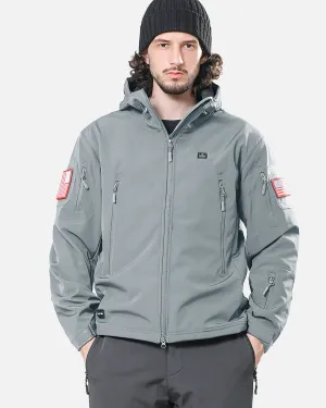 Men's Soft Shell Heated Jacket With 12V Battery Pack - Light Gray