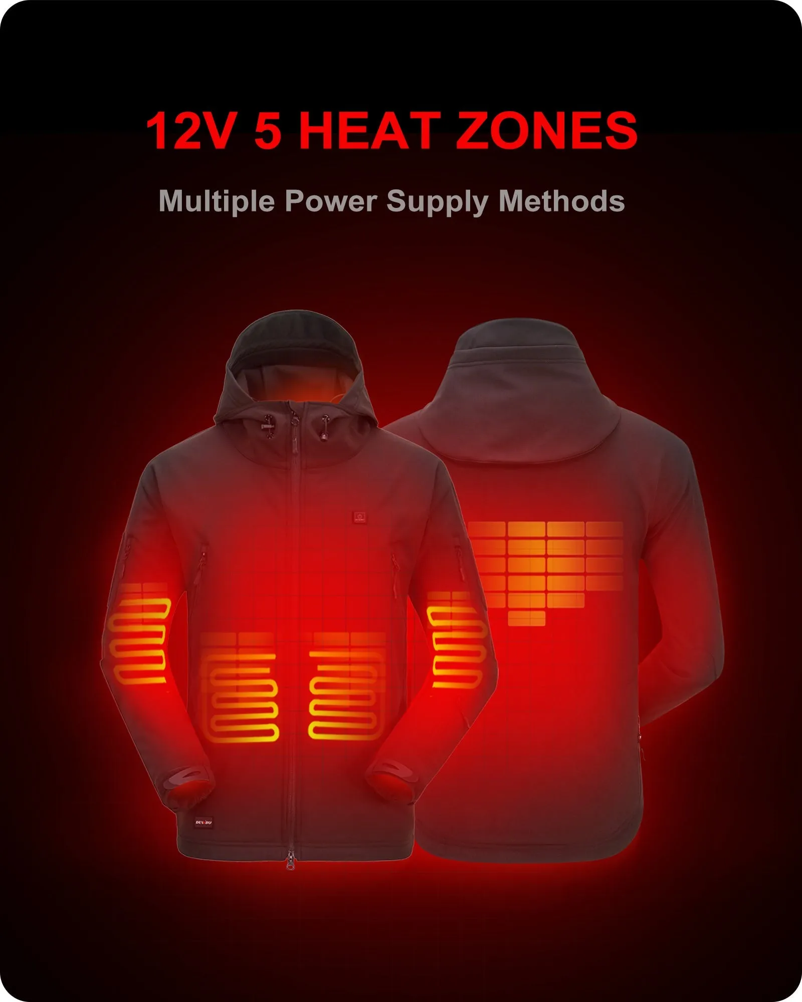 Men's Soft Shell Heated Jacket With 12V Battery Pack - Light Gray
