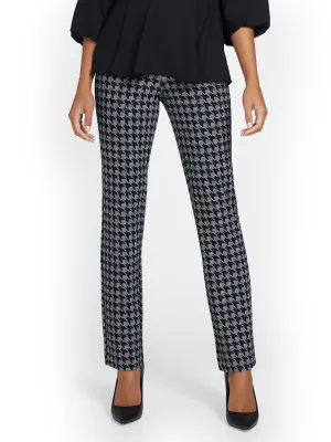 Petite Pull-On Houndstooth Straight-Leg Ponte Pant - Superflex