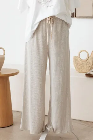 Plus Size Ribbed Self Tie Pants