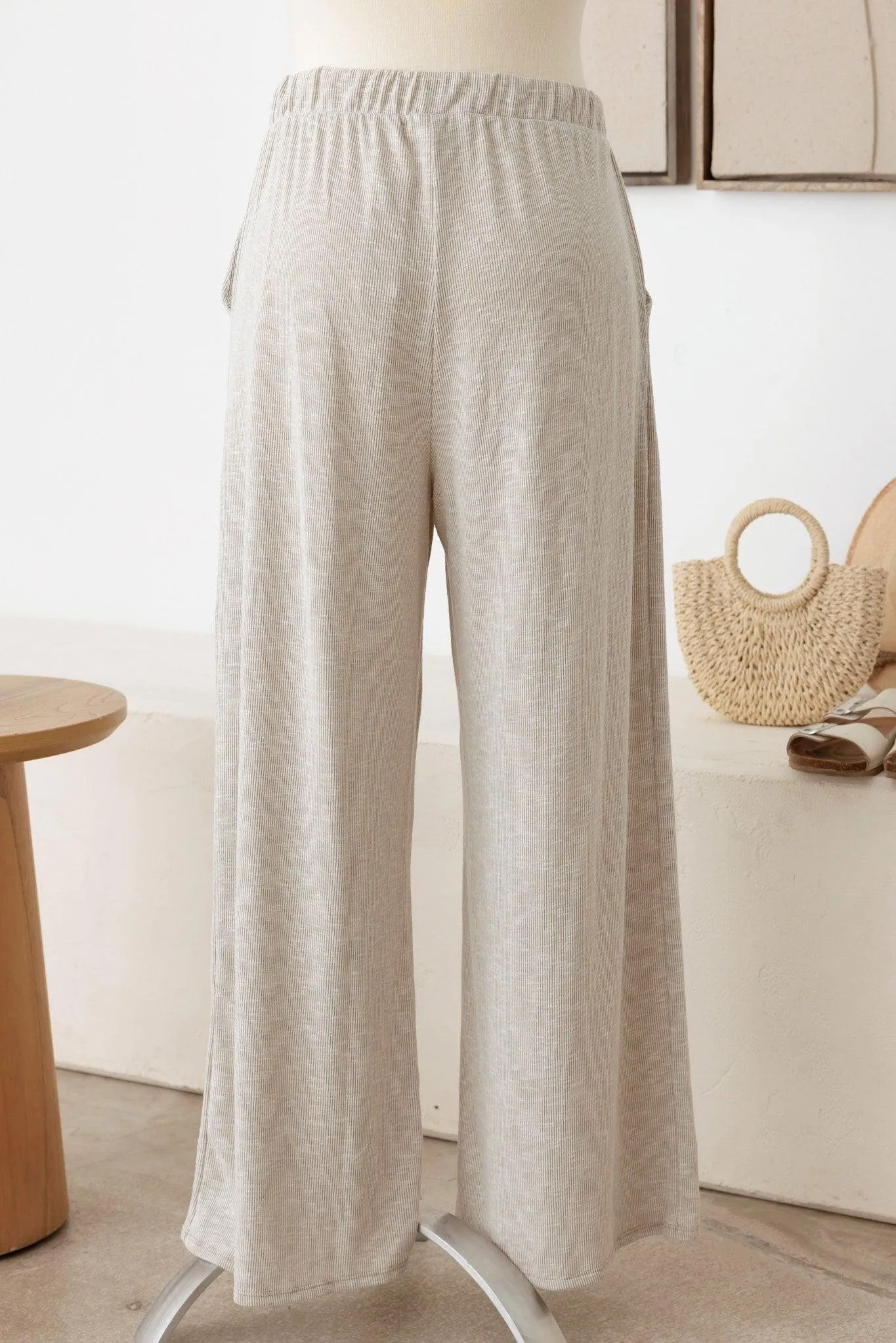 Plus Size Ribbed Self Tie Pants