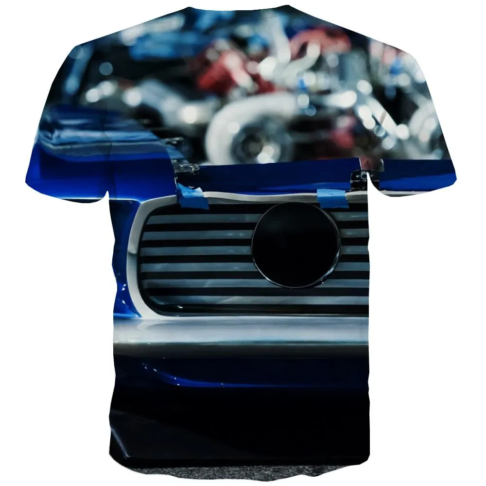 Racing Car T-shirt Men Metal Shirt Print City T shirts Funny Gray T-shirts 3d Retro Tshirt Printed