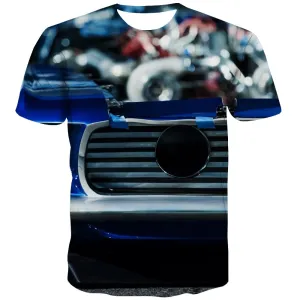 Racing Car T-shirt Men Metal Shirt Print City T shirts Funny Gray T-shirts 3d Retro Tshirt Printed
