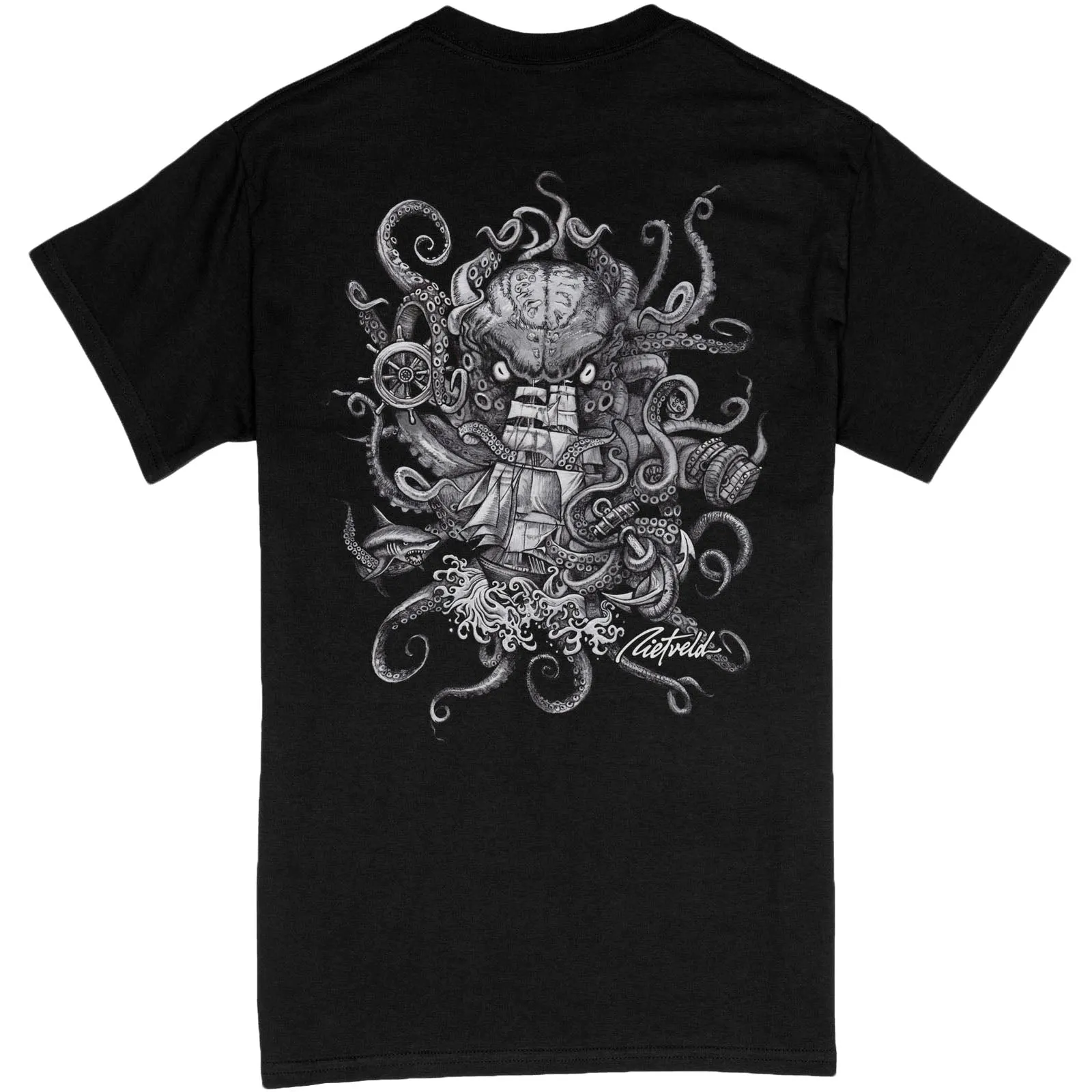 Rietveld Mens Kraken Time Classic T-Shirt - Black