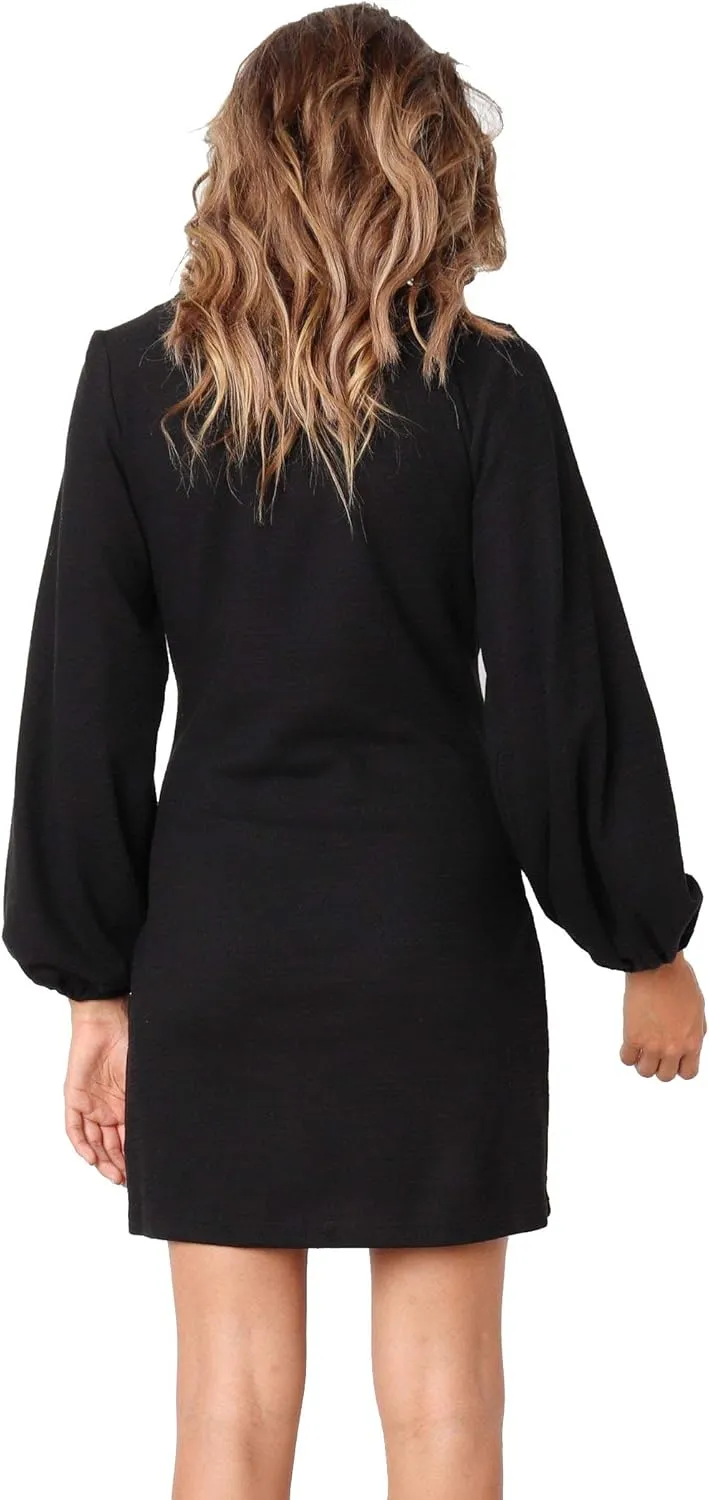 R.Vivimos Women's Autumn Winter Cotton Long Sleeves Elegant Knitted Bodycon Tie Waist Sweater Pencil Dress