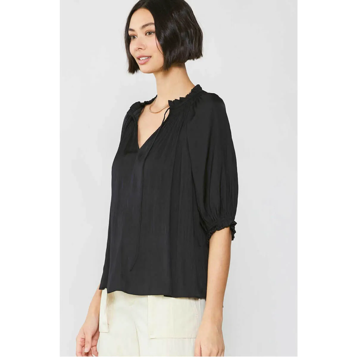 Short Sleeve Tie Front Top