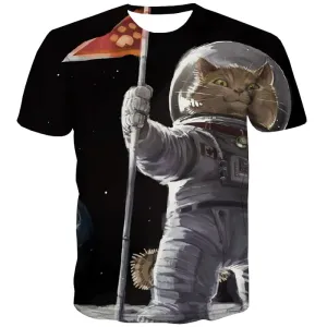 Space T-shirt Men Universe T-shirts Graphic Earth Tshirts Cool Galaxy T shirts Funny Cat Tshirt Anime