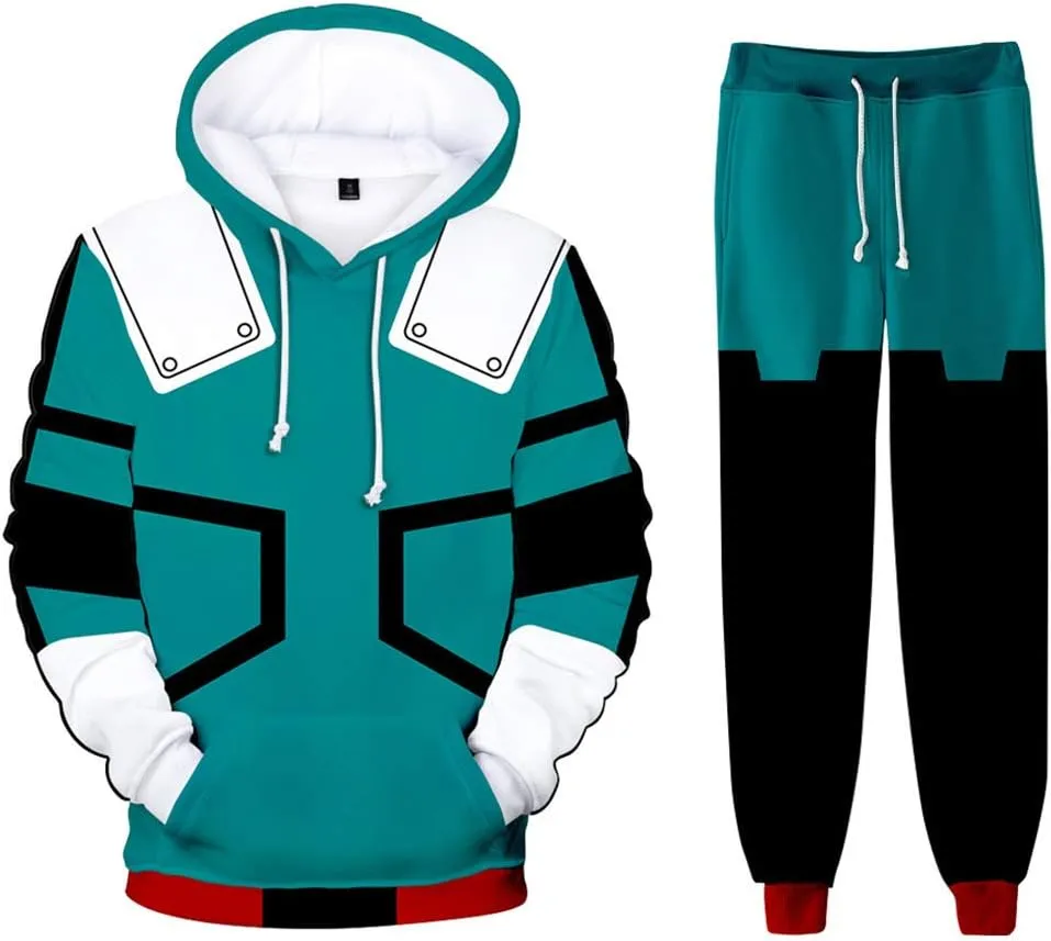 Unisex Adult Hoodie and Sweatpants Anime Cosplay Sweatshirt Pants Set Joggers