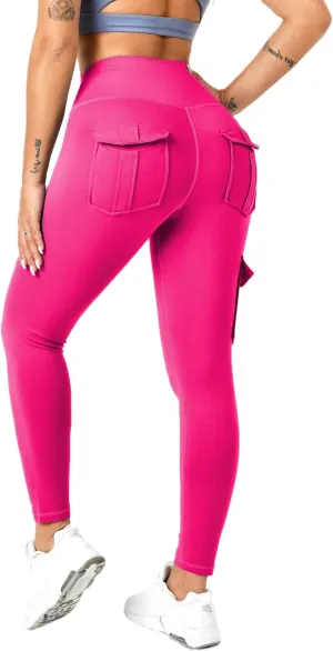 Women's Cargo Yoga Leggings with 4 Pockets High Waisted Tummy Control Stretch Workout Pants Gym Tights