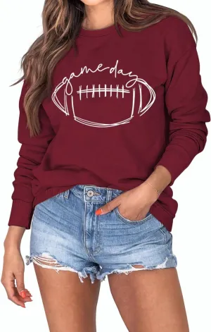 YourTops Women Game Day Sweatshirt Football Game Day Long Sleeve Clothing