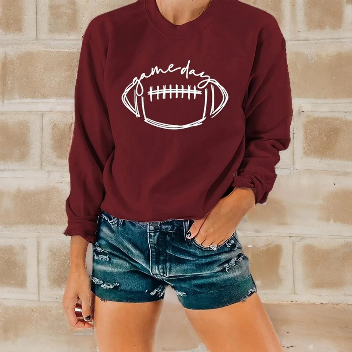YourTops Women Game Day Sweatshirt Football Game Day Long Sleeve Clothing