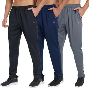 ZENGVEE Sweatpants for Men Joggers with Zipper Pockets Open Bottom Athletic Pants for Jogging Workout Gym Running Training 0605 Black Grey Navy XL