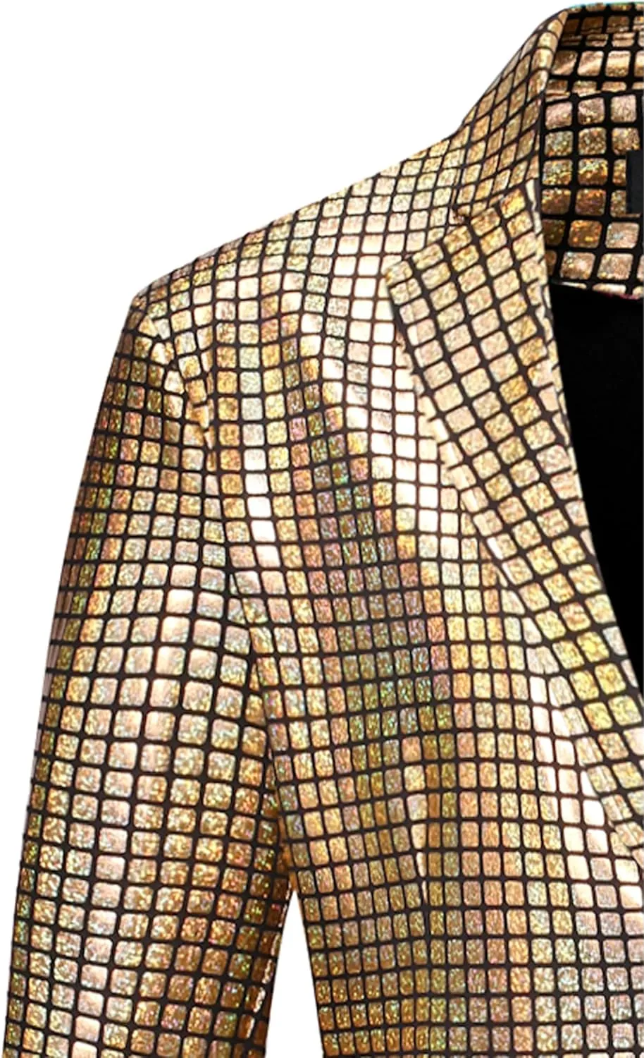 ZEROYAA Men's Metallic Shiny Suits Disco Sequin Blazer and Pants 2 Piece Sets for Party Prom