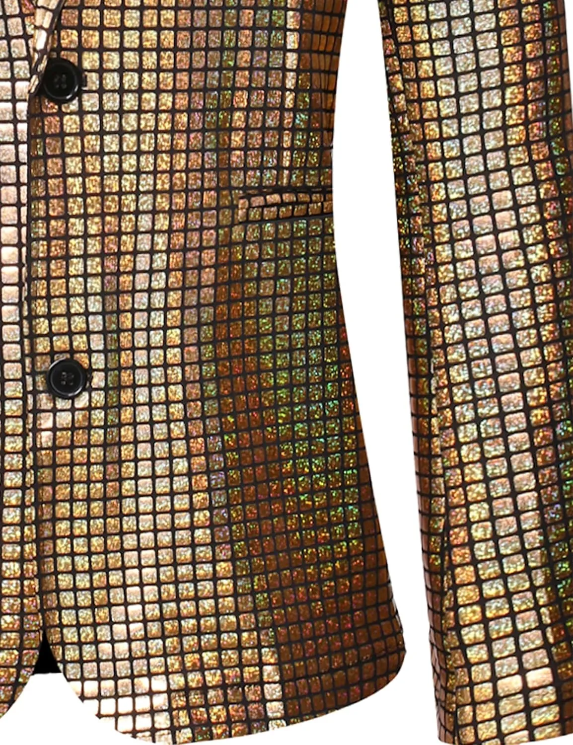 ZEROYAA Men's Metallic Shiny Suits Disco Sequin Blazer and Pants 2 Piece Sets for Party Prom